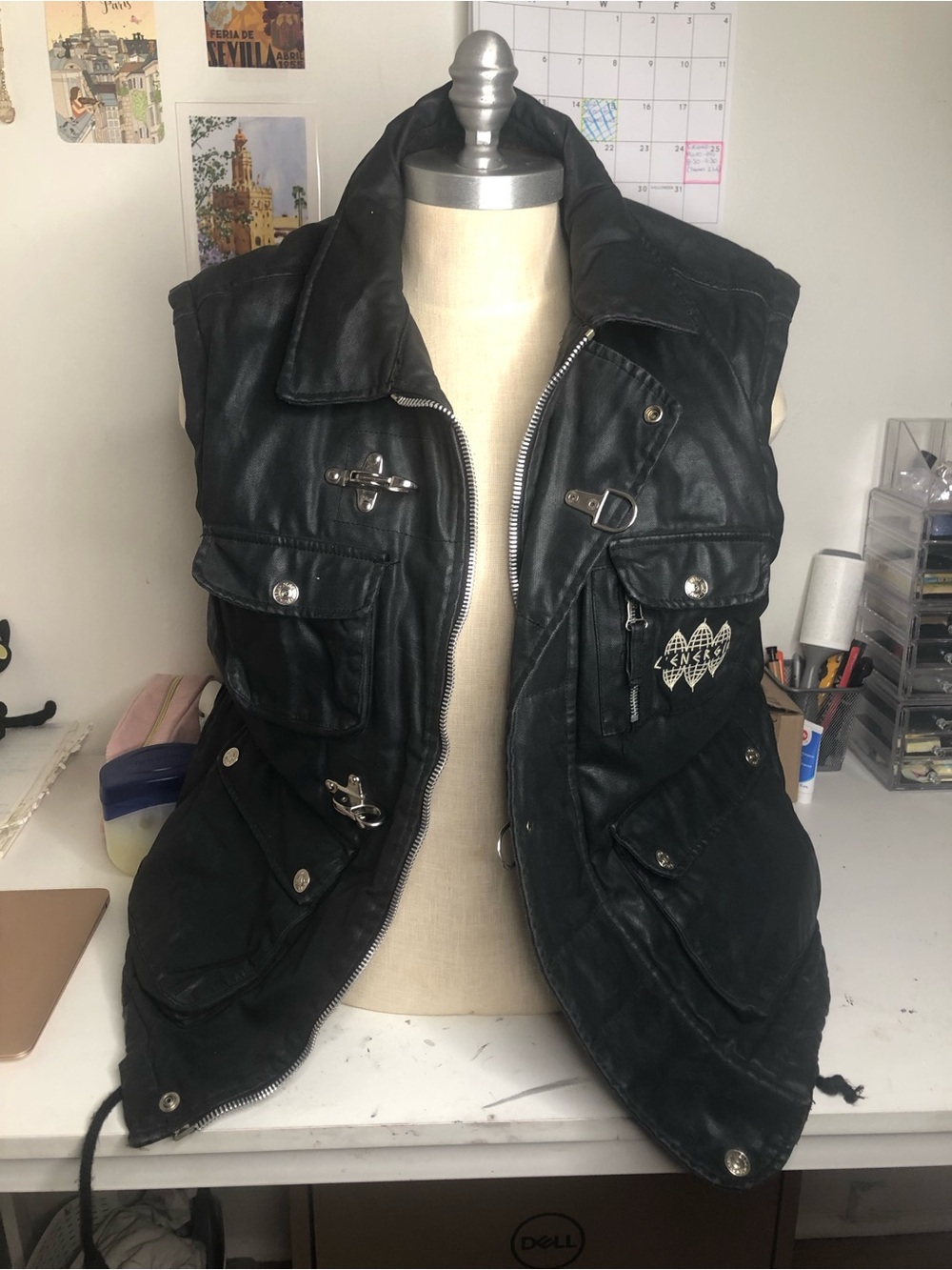 Vintage Men's Black Quilted Vest Jacket